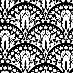 Vintage  Floral geometric boho arch - Meduim scale - Black and white 2