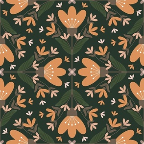 Vintage Floral Tiles - Orange