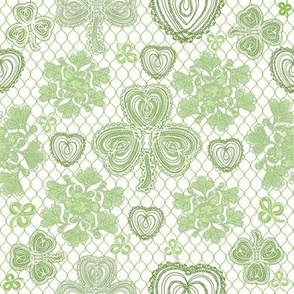 Shamrock Irish Lace (Green on White) 