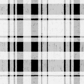 Classic Hand Drawn Plaid, 24in, Black and White