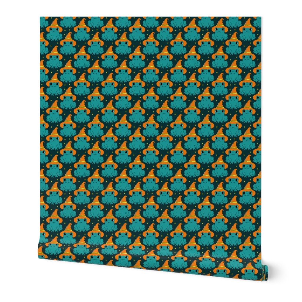 Cute Halloween Frogs | Enchanted Witchy Vibe in Orange, Teal, and Dark Green | small