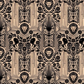 Vintage Glamour Art Deco Garden in Buff and Black