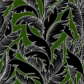 Palm Fronds on Green