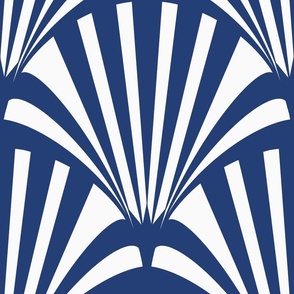 (L) Dynamic Art Deco Stripes Navy and White