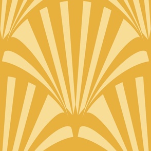 (L) Dynamic Art Deco Stripes Golden and Pale Yellow
