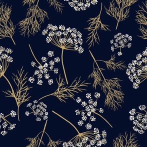 Tossed Dill on dark blue (Large)
