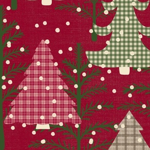  Natural Plaid Trees (Cranberry Red)