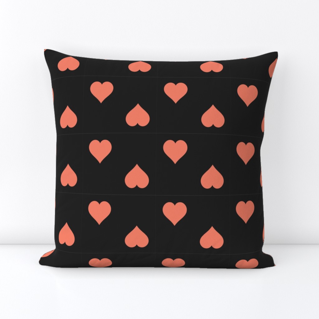 Halloween - Large Orange Hearts on Black 