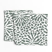 abstract boho garden - green stylized flowers on white - casual floral green botanical