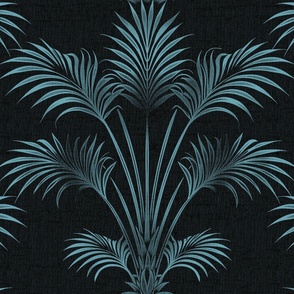 RETRO HOLLYWOOD HOLIDAY - TEAL ON BLACK, FABRIC TEXTURE, JUMBO SCALE