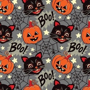 vintage halloween fabric with black cats WB24 small scale
