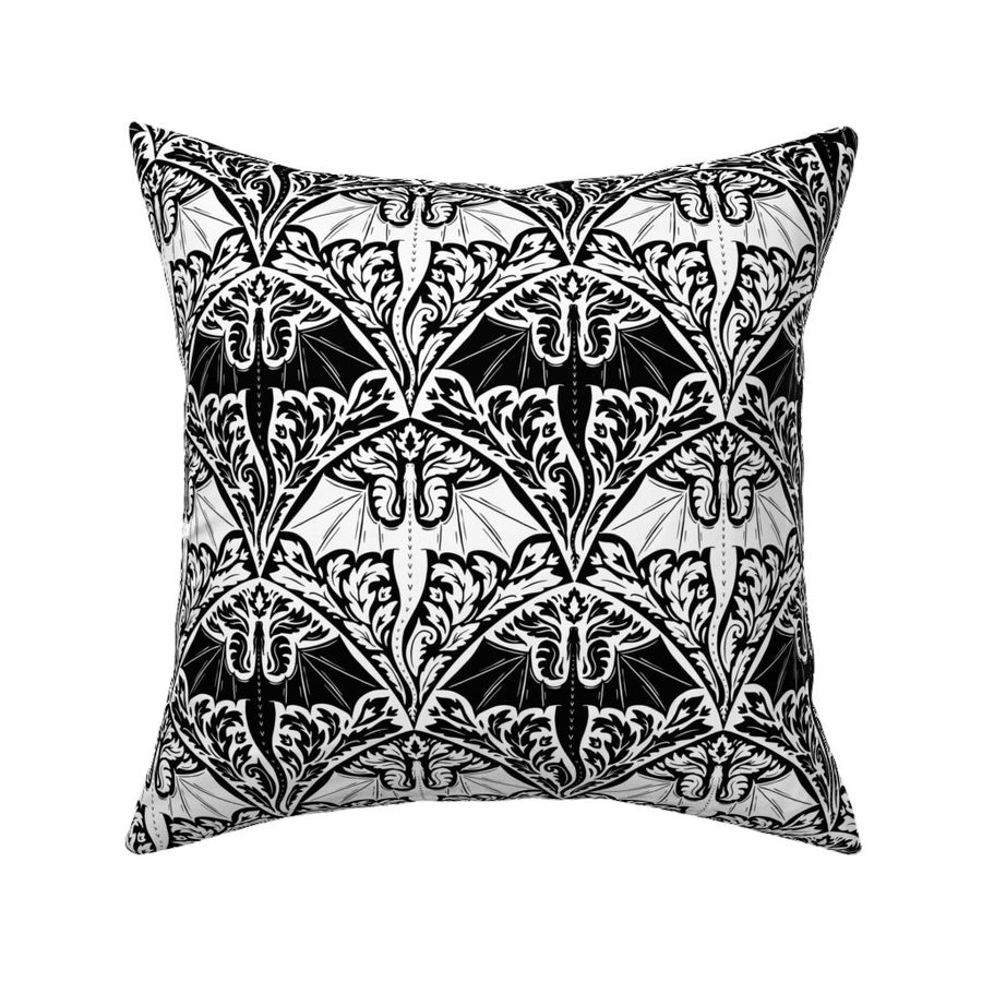 Dragon Damask - black and white - small