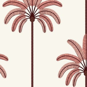Boho Palm Trees with Peach Tints on Bone White Multi Color