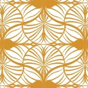 Elegant Art Deco: Gouache Scallops, Golden Mustard, White 