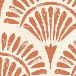 abstract boho papyrus - terracotta rustic flower on light terracotta - scallop boho terracotta floral