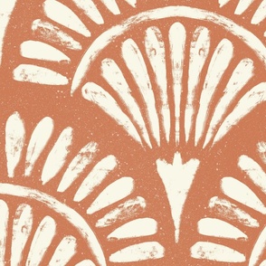 abstract boho papyrus - rustic flower on terracotta - scallop boho terracotta floral