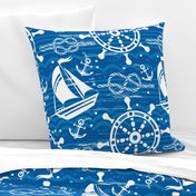 Nautical and sea symbols with yacht