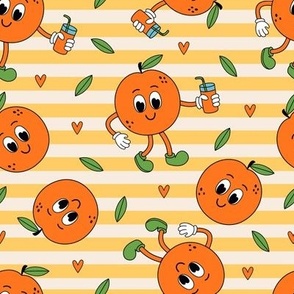orange and juice  on a striped background