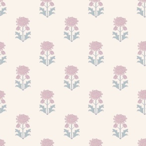 Block print floral motif - Blush sage