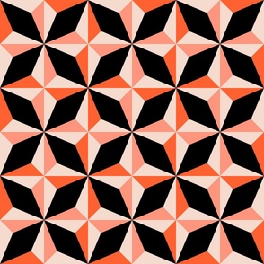Tangerine and Black Mid Century Tile Star | Medium