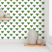 Brazilian Flag Heart Brazil Love Repeating Pattern White