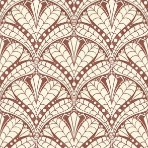 Hand-Drawn Art Deco Inspired Botanical in Warm Brown and Off-White (Small)