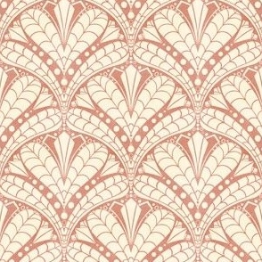 Hand-Drawn Art Deco Inspired Botanical in Dusty Peach and Off-White (Small)