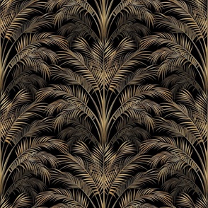 LUXURIANT GARDENS - GOLD ON BLACK, LARGE SCALE