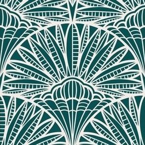 Vintage Art Deco Palm Leaf Scallop Emerald Green 6in