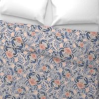 Coastal Crab Pattern (LARGE) - Soft Coral and Blue - Sea Life - Blue Nova 825 - Benjamin Moore