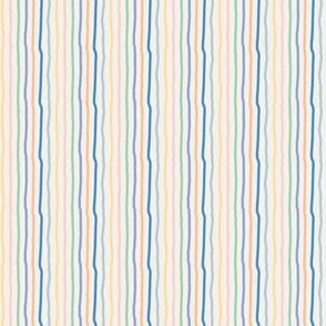 Small  - pastel color rainbow kinky stripes, hand drawn vertical stripes, kids fun stripe