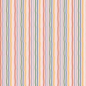 Small - pink rainbow kinky stripes, hand drawn vertical stripes, kids fun stripe