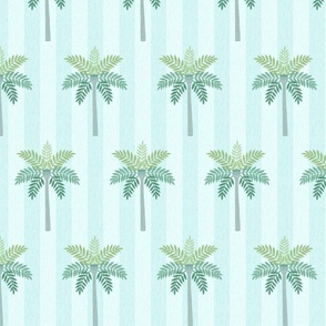 Tropical Palm Tree Striped - Blue, Medium Scale