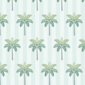 Tropical Palm Tree Striped - Grey & Green, Medium Scale