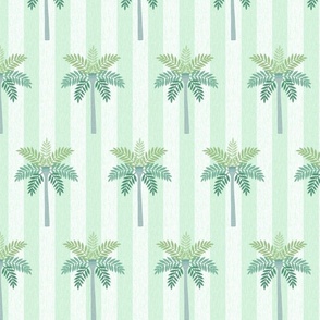 Tropical Palm Tree Striped - Light Pastel Green, Medium Scale