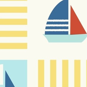 Sail Boat Checker Blue-Yellow [Large]