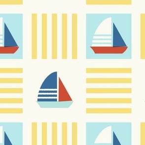 Sail Boat Checker Blue-Yellow