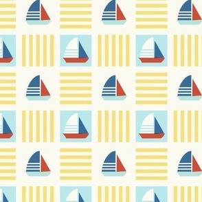 Sail Boat Checker Blue-Yellow [Small]