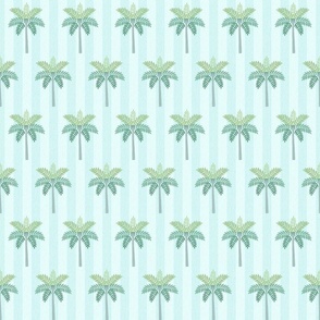 Tropical Palm Tree Striped - Blue, Small Scale