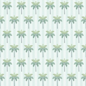Tropical Palm Tree Striped - Light Grey, Small Scale