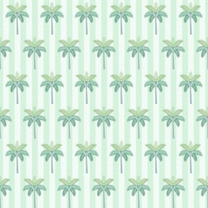Tropical Palm Tree Striped - Pastel Green, Small Scale