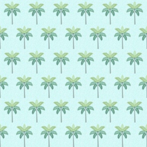Tropical Palm Tree Textured - Light Blue, Small Scale 