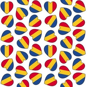 Jumbled Romanian flag hearts (multidirectional)