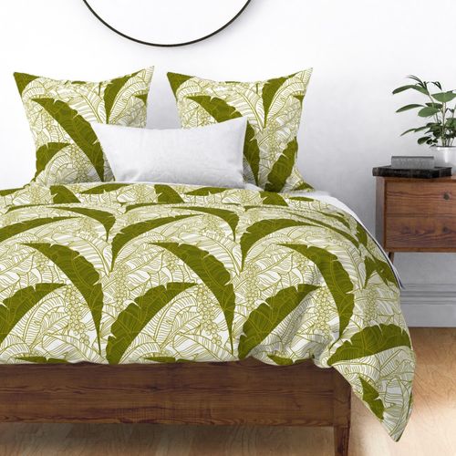 Manoa Valley Tropical Vibes Outline sage and green leaf on white