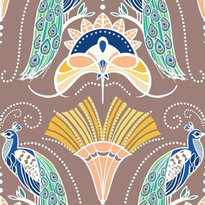 Deco Peacock Glamour-Ivory-Medium