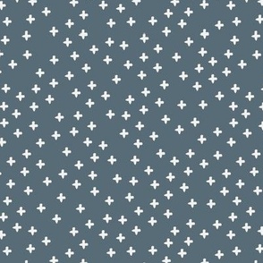 Tiny Crosses Stars on blue grey