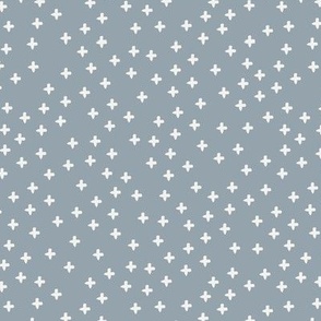 Tiny Stars Crosses brush strokes on mid grey