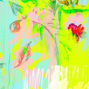 Chartreuse Tropica Abstract Floral