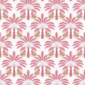 tropical playful monkeys/pink and coral/medium