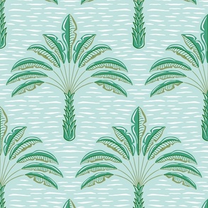 tropical playful palms/green on mint/large